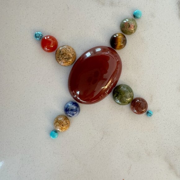 Cabochon Lot with Carnelian, Turquoise, Tigers Eye, Jasper, Onyx - Picture 15 of 15